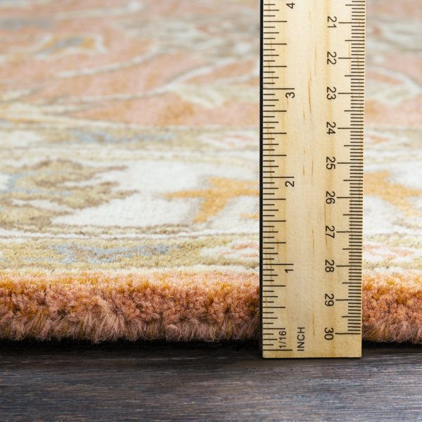 Birch Lane™ Arden Floral HandTufted Wool Burnt Orange Area Rug